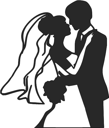 Wedding Bride And Groom - Wedding Dance Drawing Silhouette (448x525), Png Download