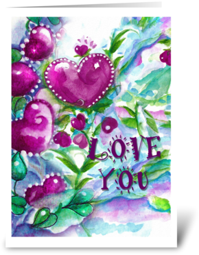 Love You, Hearts, Flowers Greeting Card - Heart (350x396), Png Download