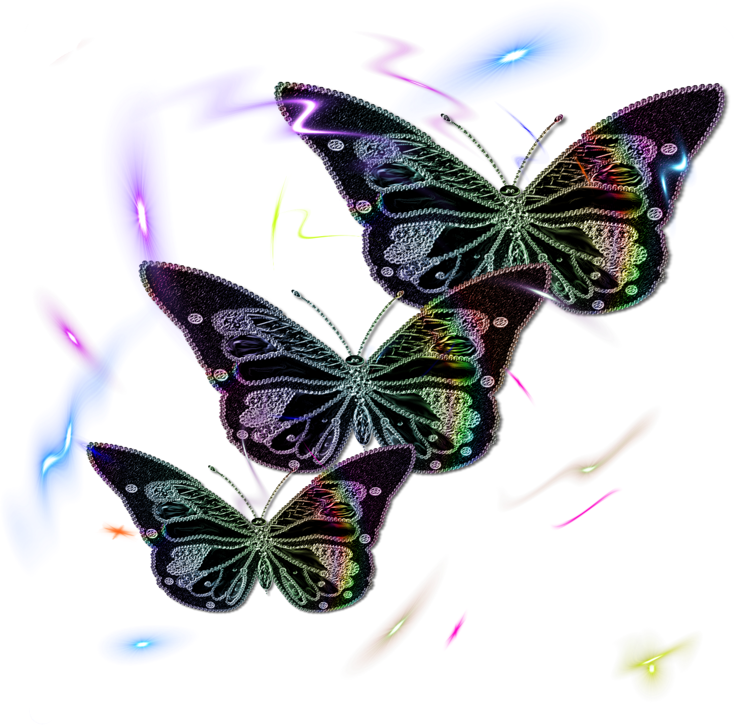 Png Neon Butterfly Clip Art With Fantasy Glow By Jssanda (1500x1500), Png Download