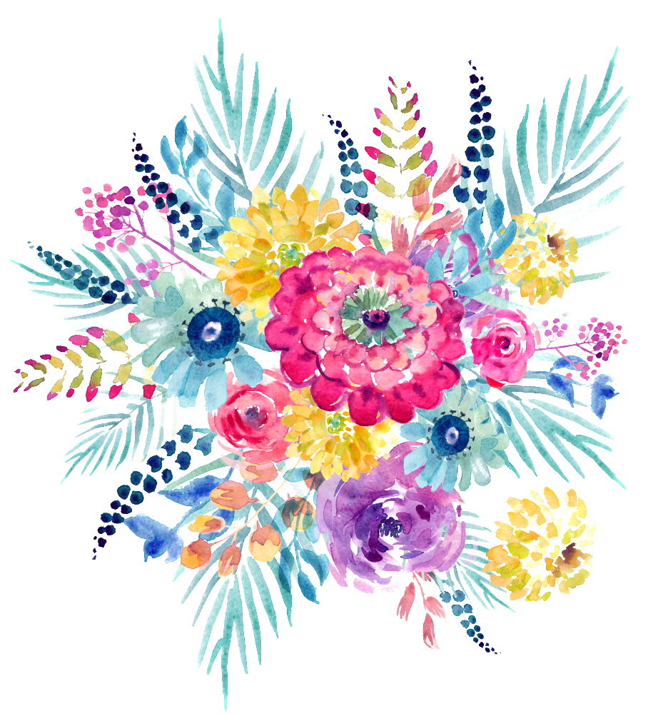 Png Transparente De Arbustos Con Flores De Colores - Gallery Direct Watercolor Flowers Spring, Framed Paper (1024x1024), Png Download