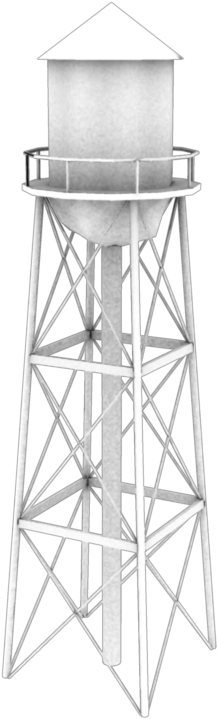 Water Tower Model Done - Water Tower Transparent (377x720), Png Download