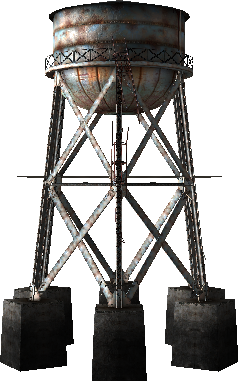 Fo3 Water Tower - Fallout 3 (551x783), Png Download
