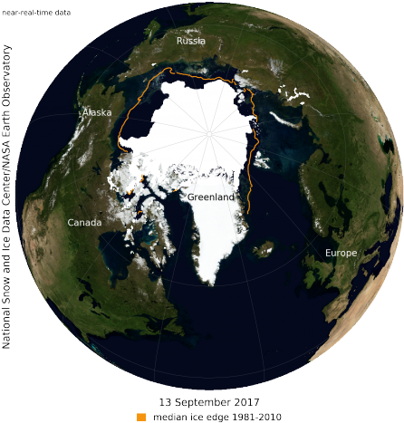 Arctic Sea Ice At Minimum Extent For - 2018 Arctic Sea Ice (446x480), Png Download