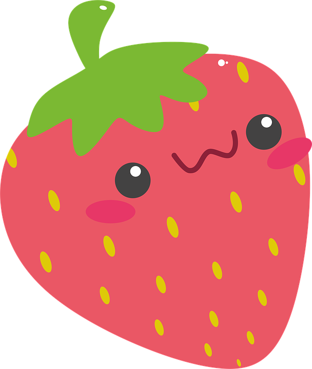 Strawberry Clipart Kawaii - Cute Strawberry Png (608x720), Png Download