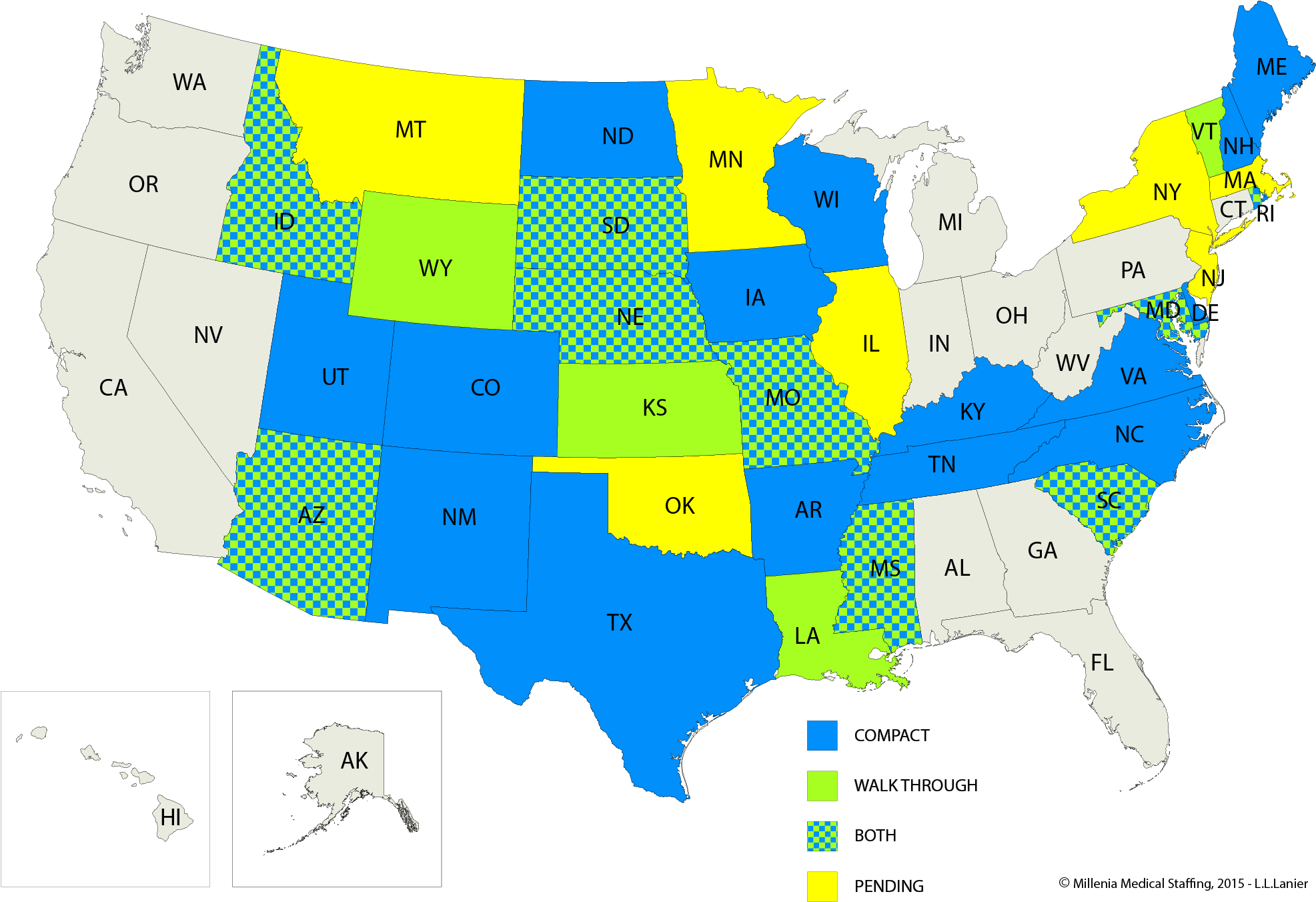 Vermont Travel Nursing Images Compact And Walk Through - Enhanced Nurse Licensure Compact Map (2041x1531), Png Download