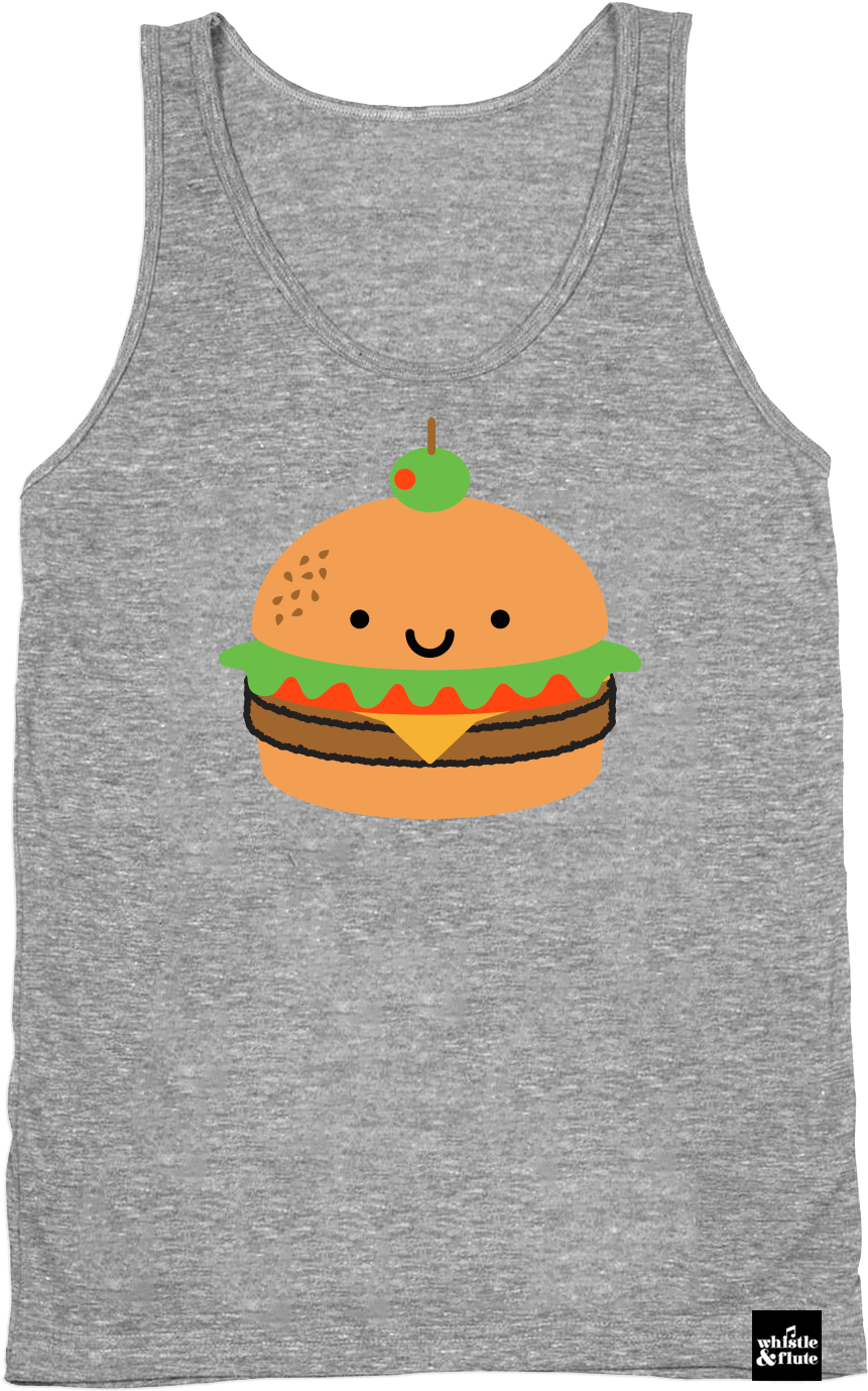 Kawaii Burger Tank Top Adult Unisex - Cheeseburger (1500x1500), Png Download