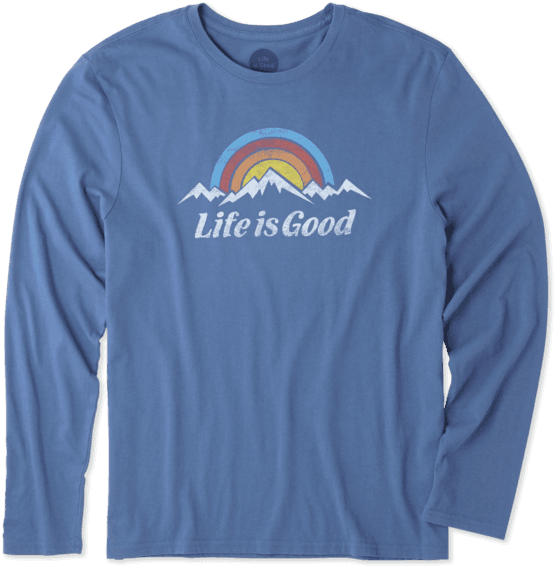 Men's Snowy Mountains Long Sleeve Smooth Tee - Life Is Good (570x570), Png Download