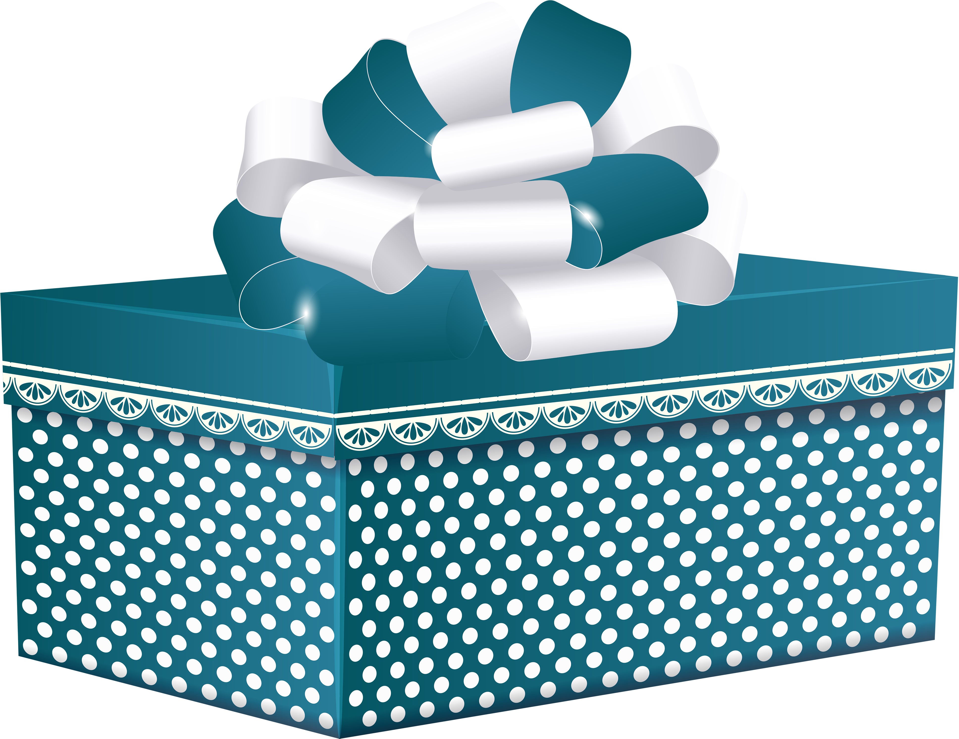Blue Dotted Gift Box Png Clipart - Teal Gift Box Vector Png (4000x3077), Png Download