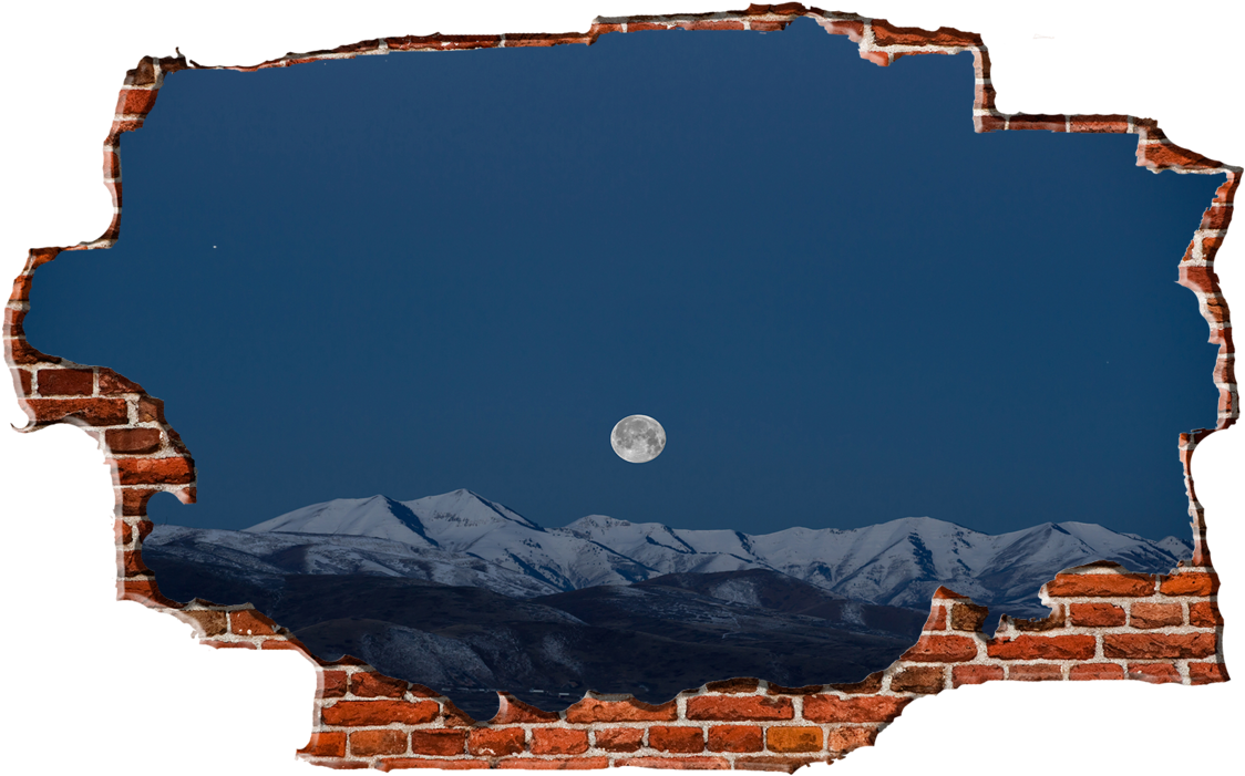 Zapwalls Decals Full Moon Snowy Mountain Breaking Wall - Chicago Walls Full Moon Snowy Mountain Nature Wall (1280x750), Png Download