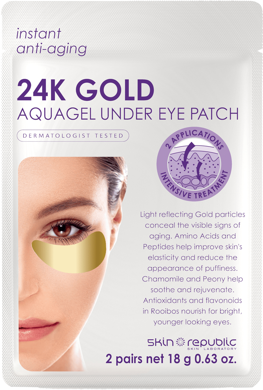 Skinrepublic 24kgold Aquagel Under Eye Patches - Skin Republic Gold Hydrogel Face Mask - 25g (1000x1462), Png Download