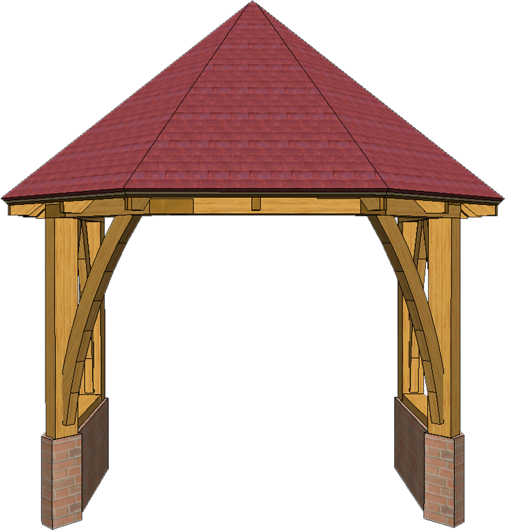 E1 Angled Porch With Large Front Braces - Porch (760x796), Png Download