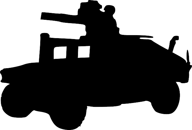 Silhouette, Cartoon, Hummer, Toy, Military, Army - Humvee Black And White (640x433), Png Download