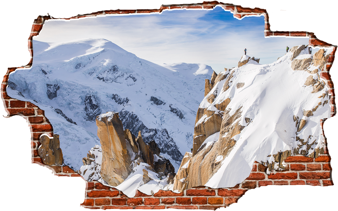 Zapwalls Decals Snow Mountain Climbers Breaking Wall - Snow Mountain Climbers Black & White Nature Photography (1280x750), Png Download
