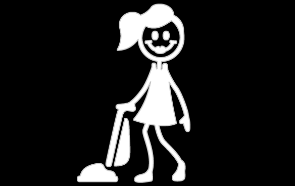 Cleaning Mom Sticker $3 - Mom Cleaning Stick Figure (584x368), Png Download