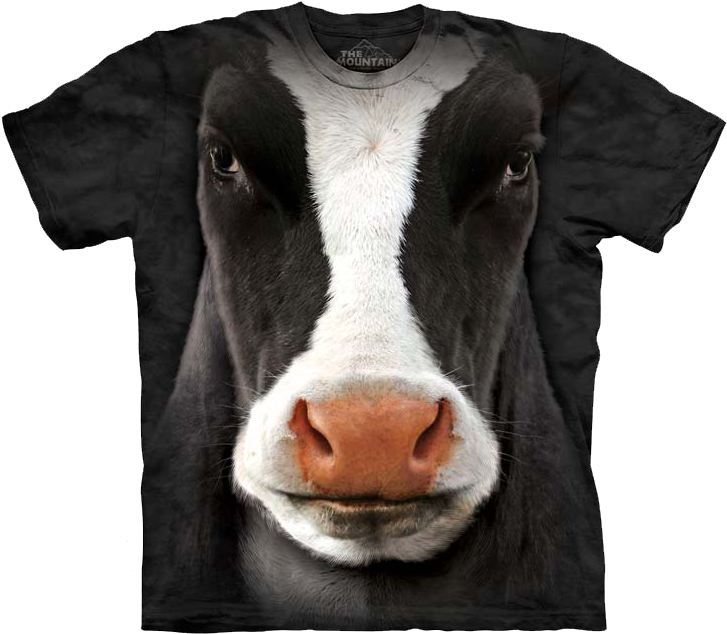 Black Cow Face - Cow Face T Shirt (750x648), Png Download