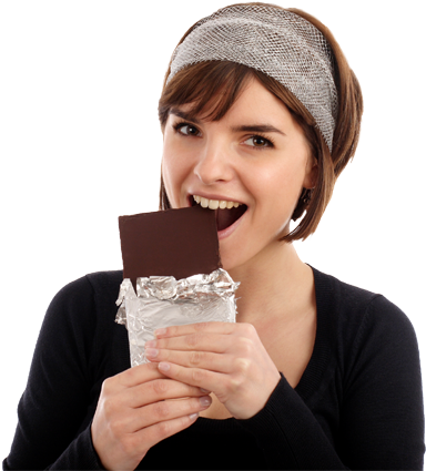 Huguenot People - Youth Eating Dark Chocolate (428x450), Png Download