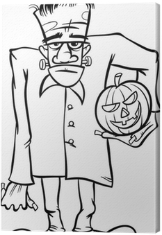 Frankenstein Cartoon For Coloring Book Canvas Print - Halloween Black And White Frankenstein (400x400), Png Download
