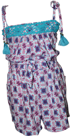 Orient Flower Jumpsuitjumpsuit With Tie Straps Two - Patchwork (480x480), Png Download