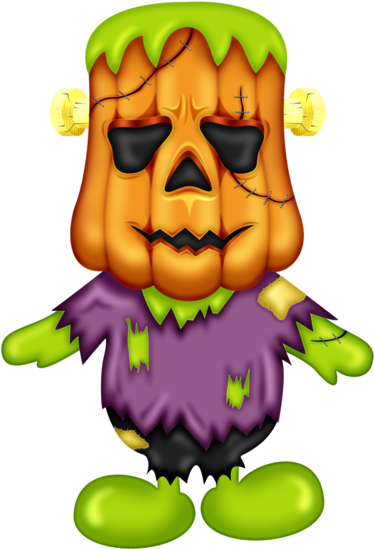 Frankenstein Pumpkin Man Clip - Halloween Clipart (614x900), Png Download