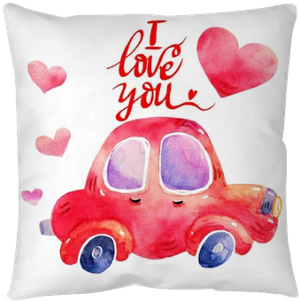 Watercolor Retro Red Car Illustrations Isolated On - Christmas Tree On Car Drawing (400x400), Png Download