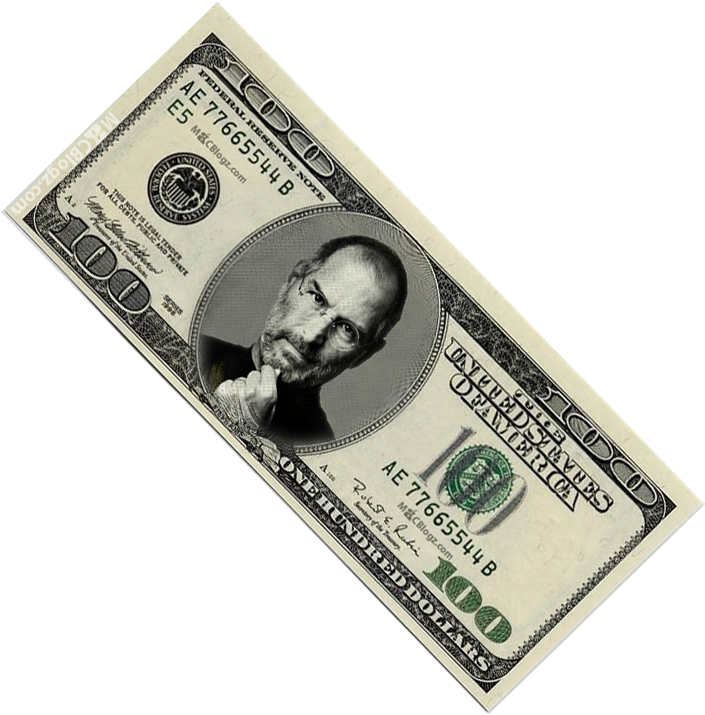 Steve Jobs Hundred Dollars Thumb - 100 Dollar Bill (722x734), Png Download
