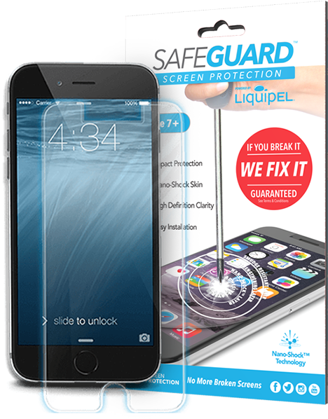 Never Worry About Another Broken Screen - Liquipel Safeguard Lite Iphone 6/7, Clear (500x630), Png Download