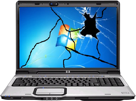 Broken Laptop Screen - Hp Pavilion Dv9700 (459x342), Png Download