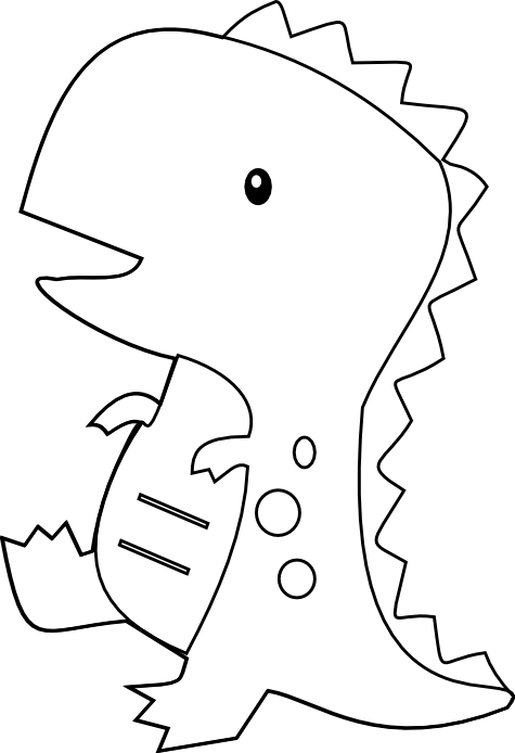 Cute Dinosaur Clipart Black And White - Cute Coloring Dinosaurs Pages (475x694), Png Download