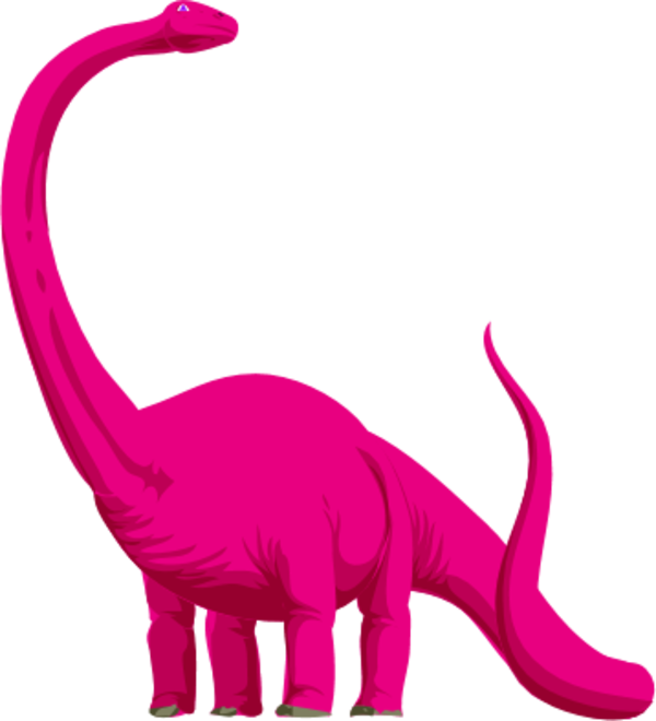 Pink Dinosaur Clipart - Pink Long Neck Dinosaur (600x660), Png Download