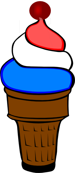 Ice Cream Sundae Clip Art Clipart Kid - Red White And Blue Ice Cream Cone (258x589), Png Download