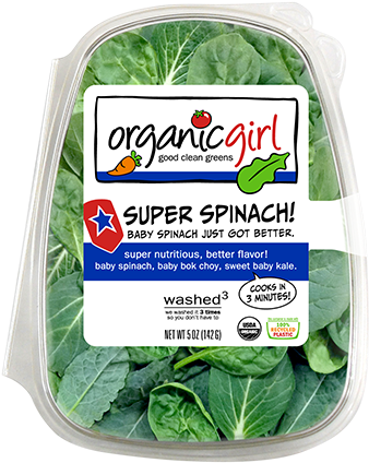 Organic Girl Super Spinach, 5 Oz (360x506), Png Download