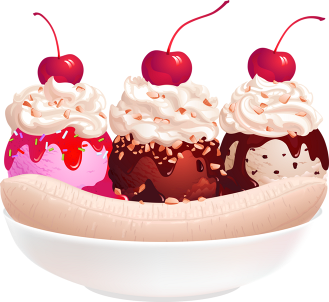 Clip Art Black And White Stock Desserts Clipart Banana - Banana Split Sundae Clipart (658x604), Png Download