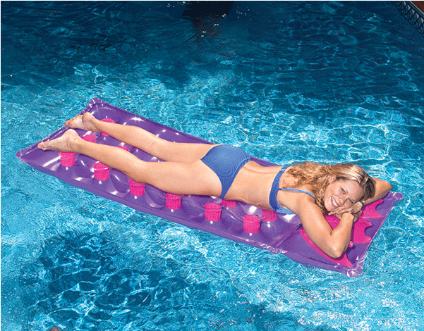 French Air Mattress Pool Float - 190cm Inflatable Pink And Orange 18-pocket French Style (600x600), Png Download