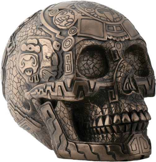 Bronze Aztec Skull - Aztec Skull (555x555), Png Download