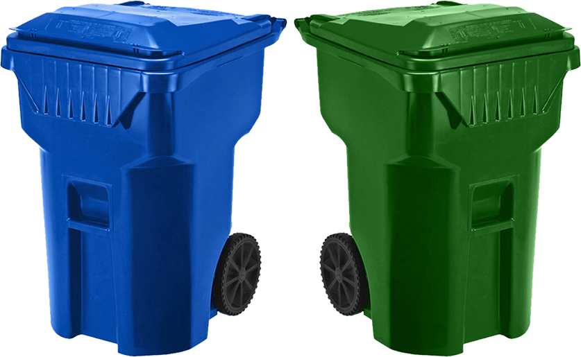 Garbage Bin Png - Blue Recycling Cart (837x515), Png Download