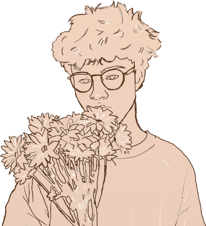 Report Abuse - Flower Boy Drawing (973x724), Png Download