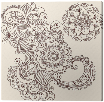 Henna Tattoo Abstract Paisley Flower Doodles Vector - Patterned Flowers To Draw (400x400), Png Download
