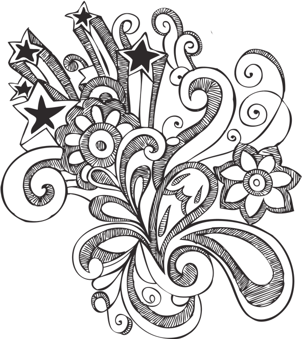 Flower Doodle Art Png (600x670), Png Download