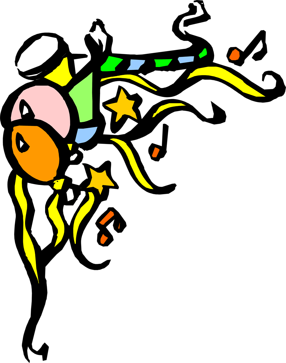 Picture Black And White Clipart Balloons And Confetti - Balloons Transparent In Corner (958x1213), Png Download