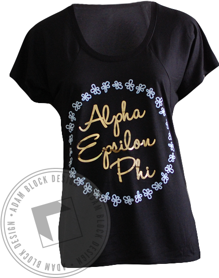 Alpha Epsilon Phi Flower Doodle Tee - Crew Neck (464x585), Png Download