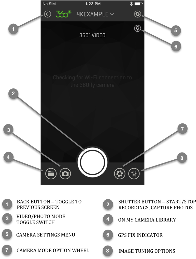 Camera Home Screen Options - 360fly Capture Capacity Diagram (655x833), Png Download
