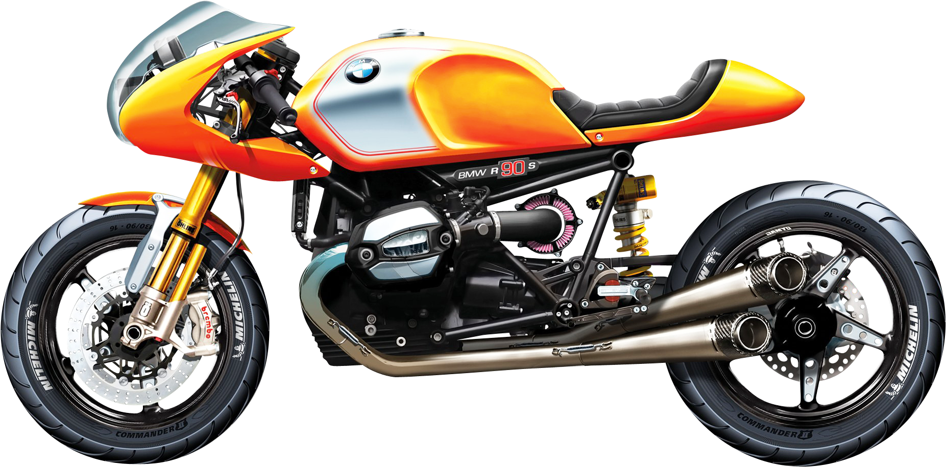 Bmw R90s Sport Png Image - Tete De Fourche Vintage Moto (1920x980), Png Download