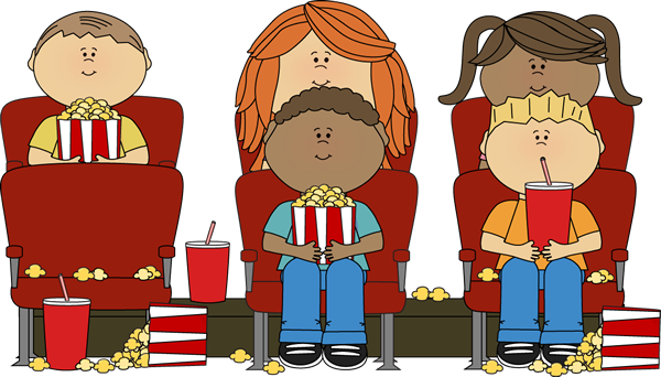 Svg Black And White Download Kids Watching A In Theater - Movie Theater Clipart (600x342), Png Download
