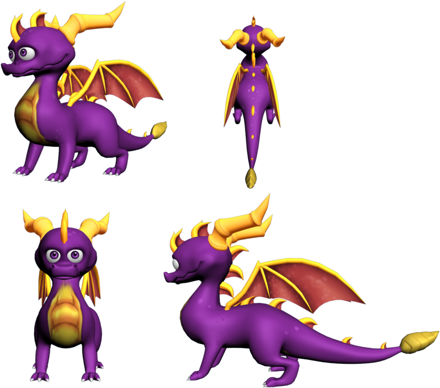 Spyro Side View - Spyro The Dragon Side View (900x802), Png Download