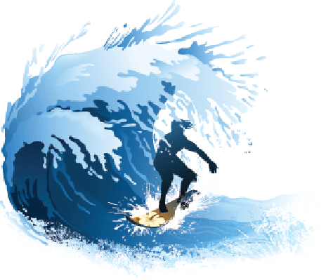 Wave Clipart Surfing - Vector Graphics (464x399), Png Download