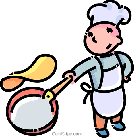 Boy Flipping A Pancake - Pancake Chef Clipart (467x480), Png Download