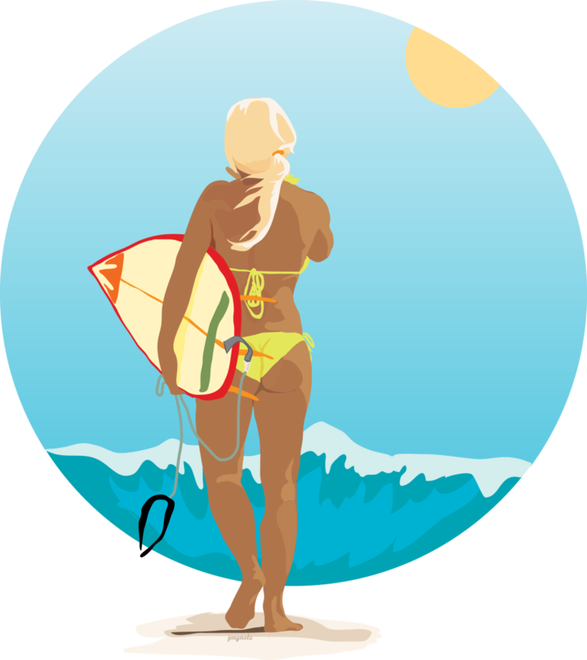 Surfer Girl By Jmgnole On Deviantart Graphic Free Library - Surfer Girl Png (843x948), Png Download