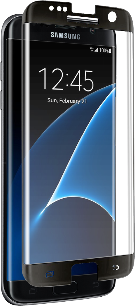Samsung Galaxy S 7 Edge Curved Black Tempered Glass - Case Friendly S7 Edge Tempered Glass (808x1200), Png Download