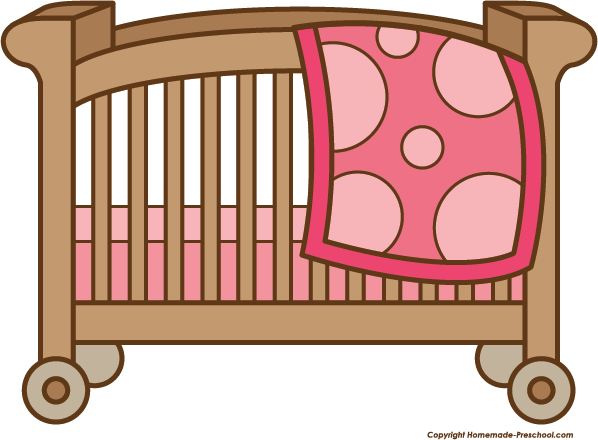 Crib Drawing Baby Bed - Clip Art Baby Crib (598x440), Png Download