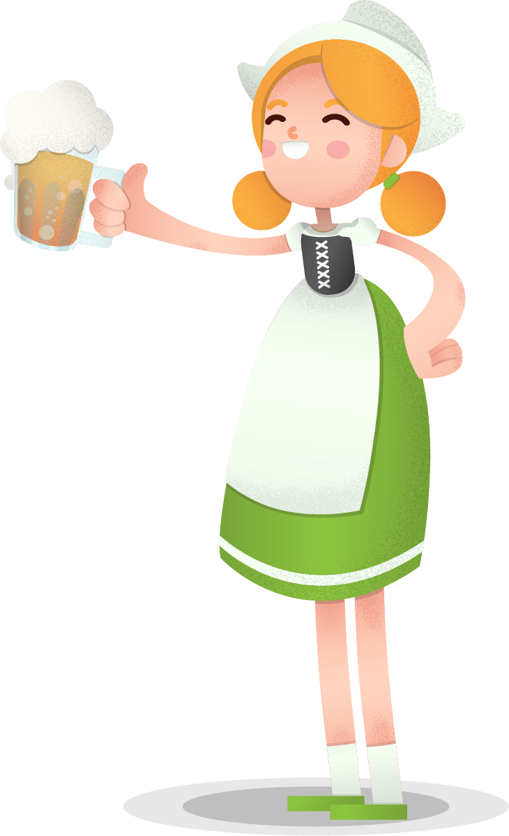 This Oktoberfest Girl Vector Character Holding A Glass - Cartoon (730x1200), Png Download